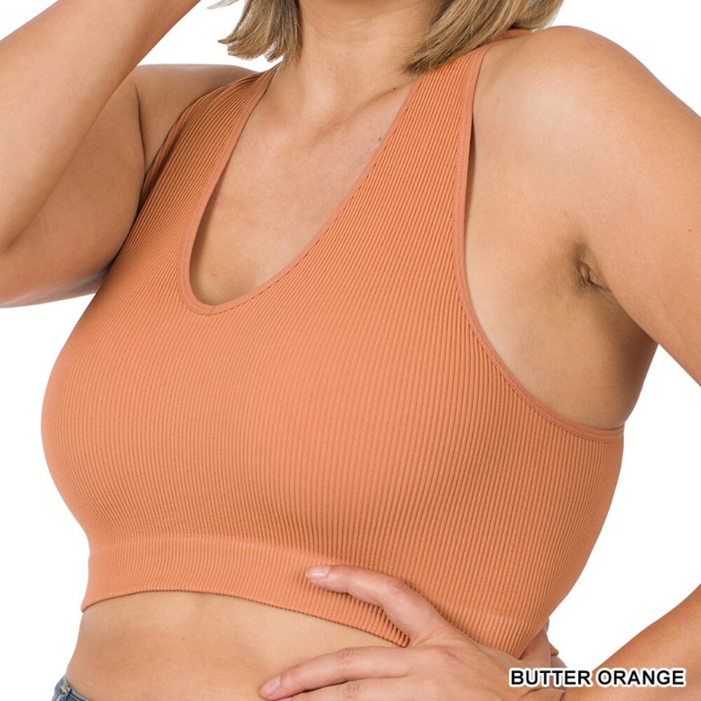 Women's Zenana Butter Orange Plus Size Seamless Cropped Racerback Tank